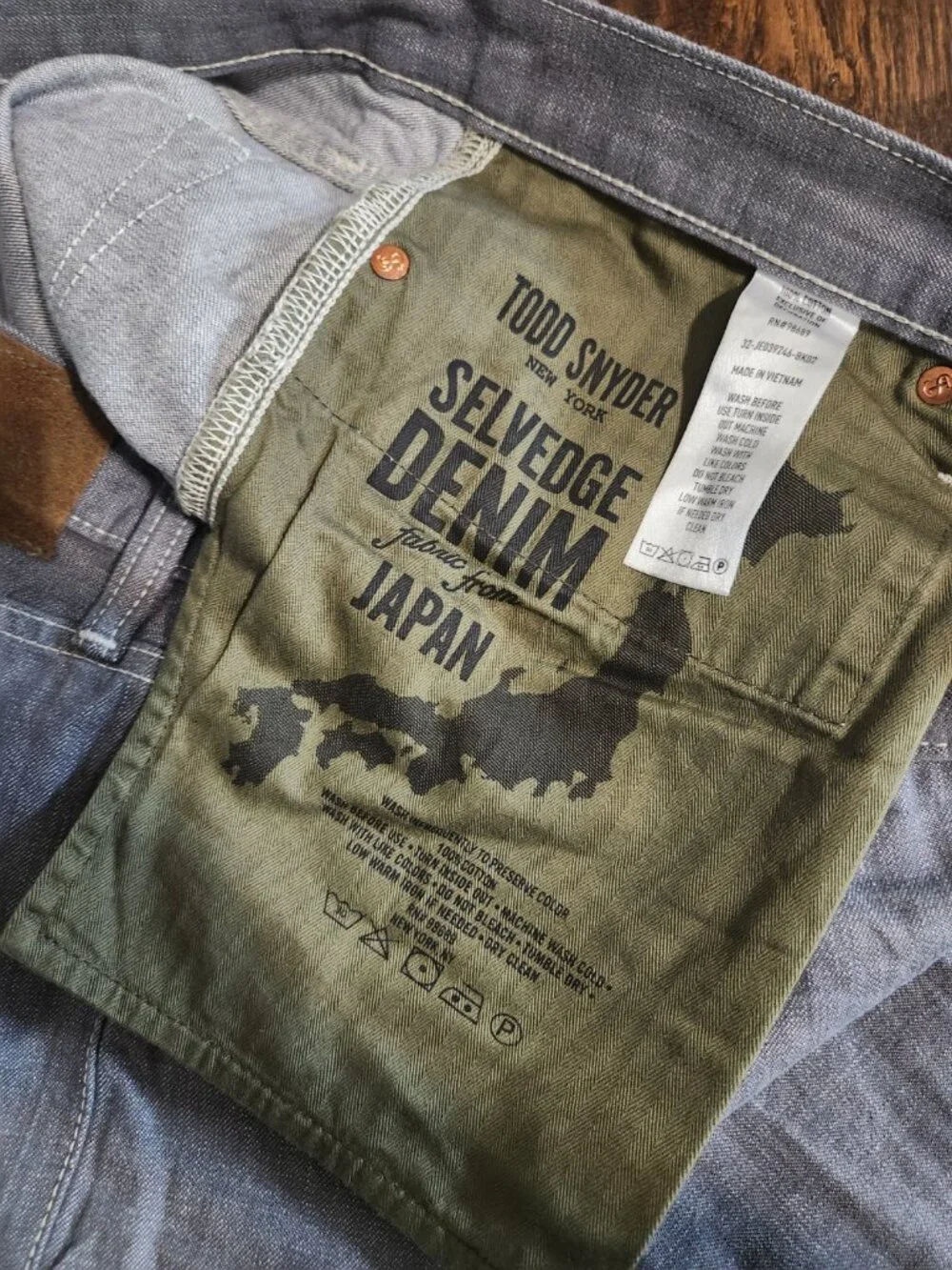 Todd Synder Slim Fit Lightweight Japanese Selvedge Button-fly Jeans Grey 35x32